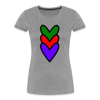 HERZ. HERZ. VALENTINSTAG. LIEBE. LIEBE. PAAR. - Frauen Premium Bio T-Shirt - Grau meliert - Vorne - Mia (176cm)