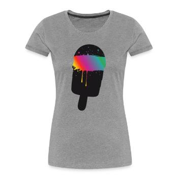 Regenbogen Eis Silhouette Street Art Style  - Frauen Premium Bio T-Shirt - Grau meliert - Vorne - Mia (176cm)