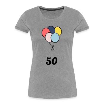 50. 50 YEARS. 50th ANNIVERSARY. 50 YEARS ANNIVERSARY. - Women's Premium Organic T-Shirt - heather grey - Front - Mia (176cm)