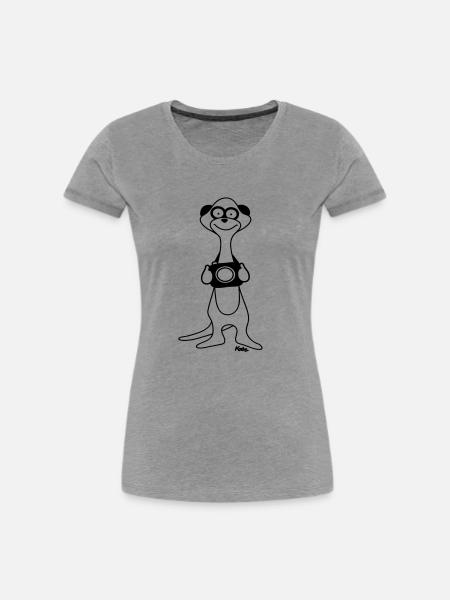 Erdmännchen - Frauen Premium Bio T-Shirt - Grau meliert