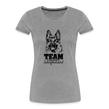 TEAM Deutscher Schäferhund IGP Hundesport Wilsigns - Frauen Premium Bio T-Shirt - Grau meliert - Vorne - Mia (176cm)