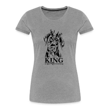 Doberman Roi de tout chien disant Wilsigns - T-shirt bio Premium Femme - gris chiné - Devant - Mia (176cm)