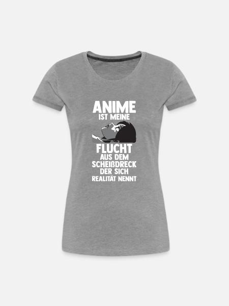 Anime ist meine Flucht - Frauen Premium Bio T-Shirt - Grau meliert