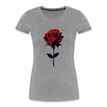 Rote Rose - Frauen Premium Bio T-Shirt - Grau meliert - Vorne - Mia (176cm)