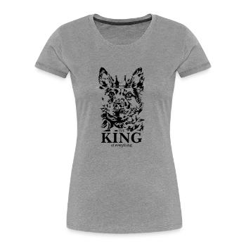 Mudi Roi de tout Dire Chiens Wilsigns - T-shirt bio Premium Femme - gris chiné - Devant - Mia (176cm)