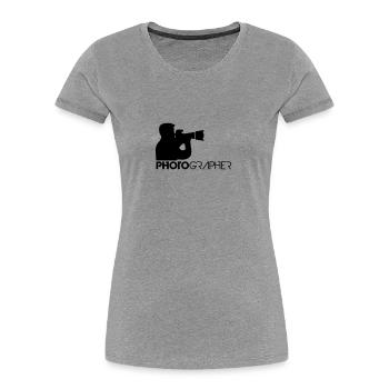 Photographer Text Logo Design - Women's Premium Organic T-Shirt - heather grey - Front - Mia (176cm)
