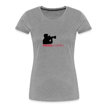 Photographer Text Logo Design - Women's Premium Organic T-Shirt - heather grey - Front - Mia (176cm)