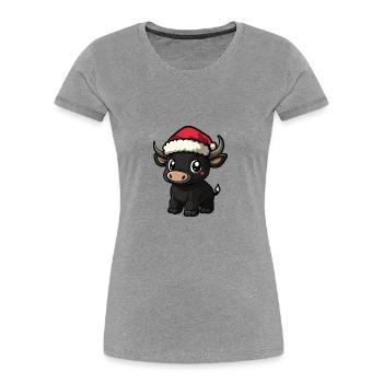 Stier Weihnachten Niedlich - Frauen Premium Bio T-Shirt - Grau meliert - Vorne - Mia (176cm)