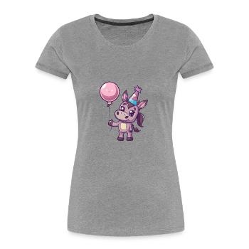 Esel Geburtstag Baby - Frauen Premium Bio T-Shirt - Grau meliert - Vorne - Mia (176cm)