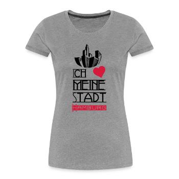 Stadt Liebe Hamburg Deutschland Spruch Geschenk - Frauen Premium Bio T-Shirt - Grau meliert - Vorne - Mia (176cm)