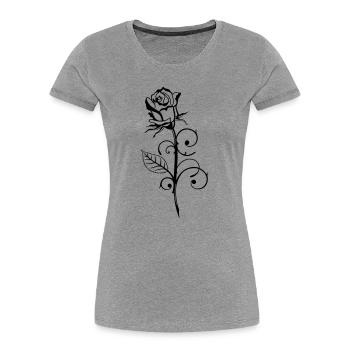 Beautiful rose with leaf - Women's Premium Organic T-Shirt - heather grey - Front - Mia (176cm)
