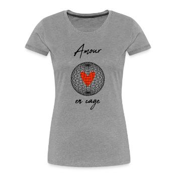VALENTINSTAG. HERZ. ICH LIEBE DICH. ICH LIEBE DICH - Frauen Premium Bio T-Shirt - Grau meliert - Vorne - Mia (176cm)