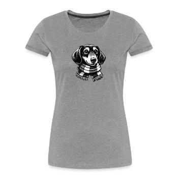 Dachshund with Scarf - Women's Premium Organic T-Shirt - heather grey - Front - Mia (176cm)