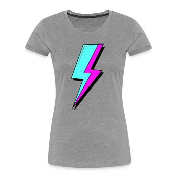 Psychedelic Neon Lightning - Women's Premium Organic T-Shirt - heather grey - Front - Mia (176cm)