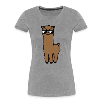 Alpaga Lama Lunettes de Soleil Smart Drôle Cool Animal - T-shirt bio Premium Femme - gris chiné - Devant - Mia (176cm)