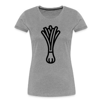 Lauch - Frauen Premium Bio T-Shirt - Grau meliert - Vorne - Mia (176cm)