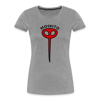 Moustique Rouge - T-shirt bio Premium Femme - gris chiné - Devant - Mia (176cm)