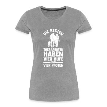 Pferde Pferdeliebhaber Hundeliebhaber Hunde - Frauen Premium Bio T-Shirt - Grau meliert - Vorne - Mia (176cm)