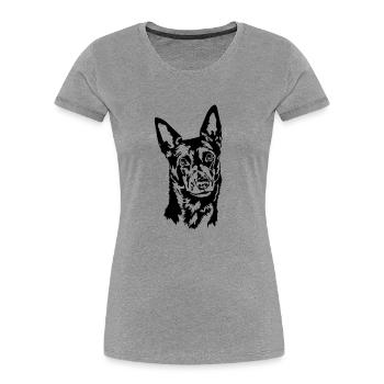Australian Kelpie Portrait Dogs Dog Wilsigns - Women's Premium Organic T-Shirt - heather grey - Front - Mia (176cm)