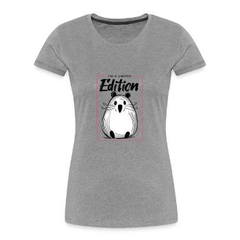 I am a limited edition - Frauen Premium Bio T-Shirt - Grau meliert - Vorne - Mia (176cm)