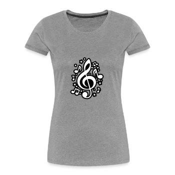 Musiknoten Notenschlüssel Symbol Musiker - Frauen Premium Bio T-Shirt - Grau meliert - Vorne - Mia (176cm)