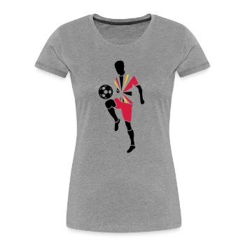 Soccer player with soccer ball - Women's Premium Organic T-Shirt - heather grey - Front - Mia (176cm)