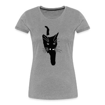 Nemo, schwarze Katz auf der jagt - Frauen Premium Bio T-Shirt - Grau meliert - Vorne - Mia (176cm)