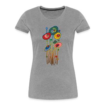 Fleur - T-shirt bio Premium Femme - gris chiné - Devant - Mia (176cm)