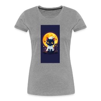 Moonlight Cat in Ghost Cloak - Women's Premium Organic T-Shirt - heather grey - Front - Mia (176cm)