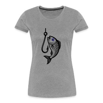 Fish Hook Fish Icon - Women's Premium Organic T-Shirt - heather grey - Front - Mia (176cm)