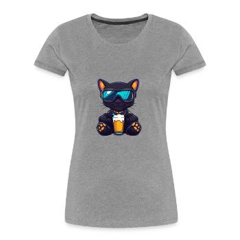 Bière de ski Panther - T-shirt bio Premium Femme - gris chiné - Devant - Mia (176cm)