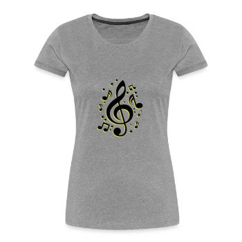 Musiknoten Notenschlüssel Symbol - Frauen Premium Bio T-Shirt - Grau meliert - Vorne - Mia (176cm)
