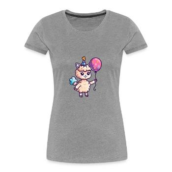 Alpaka Llama Geburtstag Baby - Frauen Premium Bio T-Shirt - Grau meliert - Vorne - Mia (176cm)