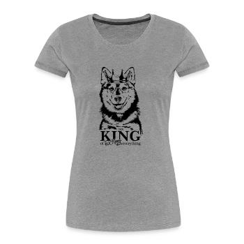 Pomsky King Hundespruch Hunde Hund - Frauen Premium Bio T-Shirt - Grau meliert - Vorne - Mia (176cm)