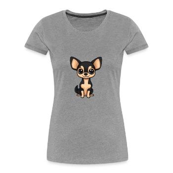 Chihuahua Dog Comic Baby - Women's Premium Organic T-Shirt - heather grey - Front - Mia (176cm)
