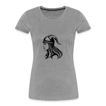 Viking Femme Guerrière - T-shirt bio Premium Femme - gris chiné - Devant - Mia (176cm)