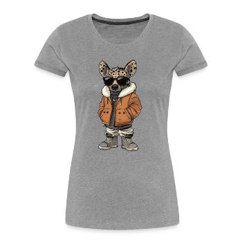 Hyäne Cool Winter - Frauen Premium Bio T-Shirt - Grau meliert - Vorne - Mia (176cm)
