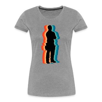 Retro Carpenter Silhouette Vintage Woodworker - Women's Premium Organic T-Shirt - heather grey - Front - Mia (176cm)