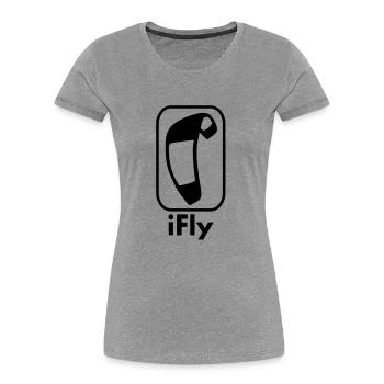 i_fly_vec_1 fr - T-shirt bio Premium Femme - gris chiné - Devant - Mia (176cm)