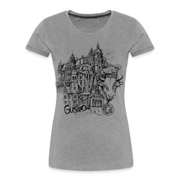 Barlachstadt Güstrow - Frauen Premium Bio T-Shirt - Grau meliert - Vorne - Mia (176cm)