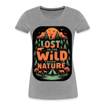 Lost in the Wild Nature Camping - Women's Premium Organic T-Shirt - heather grey - Front - Mia (176cm)