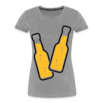 2 Flaschen Stoßen An (Bier / Limonade / POS 2C) - Frauen Premium Bio T-Shirt - Grau meliert - Vorne - Mia (176cm)