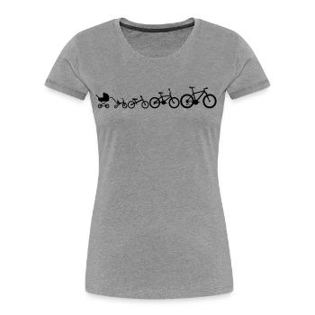 Evolution Mountainbike Bike Farbwechsel - Frauen Premium Bio T-Shirt - Grau meliert - Vorne - Mia (176cm)