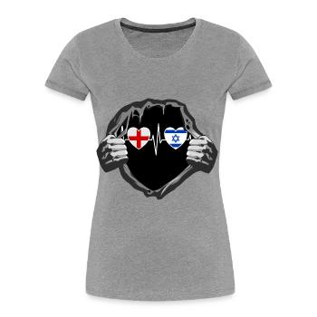 England und Israel Israelische Fahne Flaggen - Frauen Premium Bio T-Shirt - Grau meliert - Vorne - Mia (176cm)