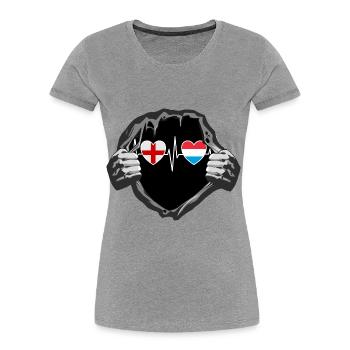 England und Luxemburg Luxemburgische Fahne Flaggen - Frauen Premium Bio T-Shirt - Grau meliert - Vorne - Mia (176cm)