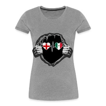 England und Mexiko Mexikanische Fahne Flaggen - Frauen Premium Bio T-Shirt - Grau meliert - Vorne - Mia (176cm)