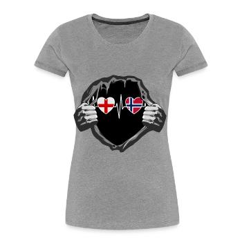 England und Norwegen Norwegische Fahne Flaggen - Frauen Premium Bio T-Shirt - Grau meliert - Vorne - Mia (176cm)