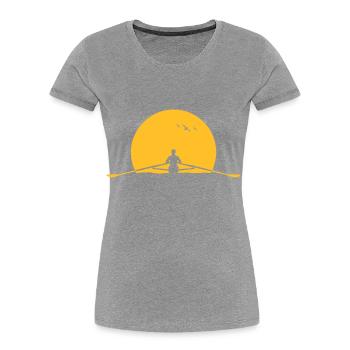 rundern Sonnenuntergang Ruderer Ruderboot Skulls - Frauen Premium Bio T-Shirt - Grau meliert - Vorne - Mia (176cm)