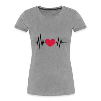 Pulse, heart rate, heartbeat, frequency, I love - Women's Premium Organic T-Shirt - heather grey - Front - Mia (176cm)