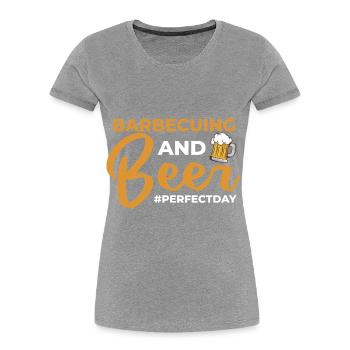 Barbecuing and Beer perfectday Grillen - Frauen Premium Bio T-Shirt - Grau meliert - Vorne - Mia (176cm)